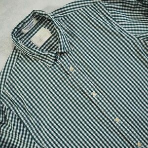 Scotch & Soda Sz L Green and White Checkered Casual Button Down Shirt 100 Cotton